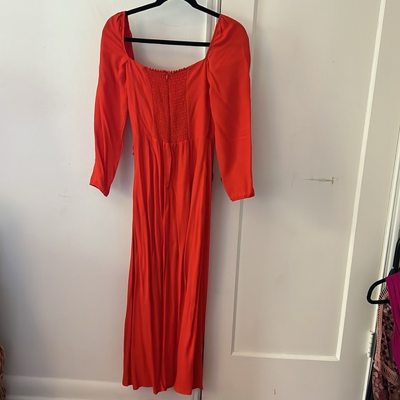 Reformation Hilda Square Neck Long Sleeve Midi Dress Size 4 Orange - Picture 4 of 4